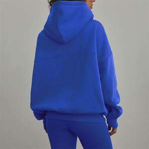 Vente en gros Pull à capuche surdimensionné pour femmes, décontracté, hiver, coton polaire lourd, personnalisable, couleur unie imprimée, automne - Product Image 2