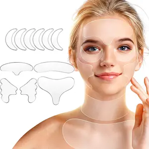 11 Pcs Silicone Anti Wrinkle Pad Reusable Eye Forehead Neck Chest Pads Sticker Silicone Facial Wrinkle Patches