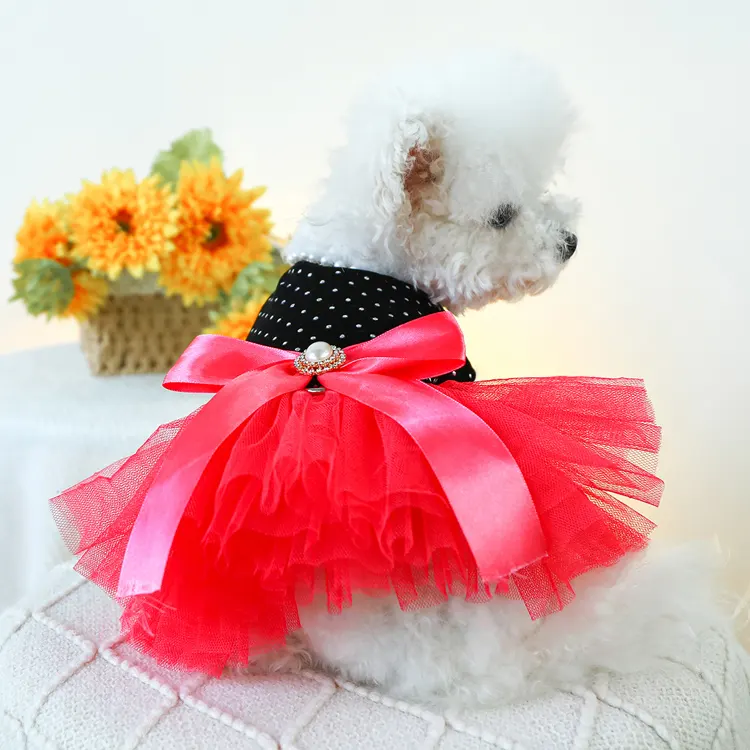 Luxury Dog Clothes New Spring Summer Pet Clothing Party Wedding Princess Cute Lovely Dog Dresses Puppy Cats Dress Wholesale