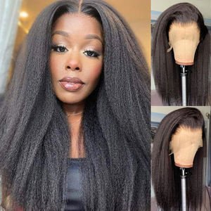 Nouvelle perruque en cheveux humains avec dentelle frontale HD transparente 13x4, style Kinky Straight avec cheveux de bébé <span class=keywords><strong>afro</strong></span> bouclés, ligne de cheveux naturelle, bords bouclés, cheveux crépus - Product Image 5