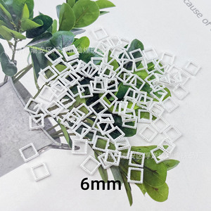 Autocollants pour ongles en forme de perle carrée, accessoires de bijoux à faire soi-même, acrylique blanc - Product Image 4