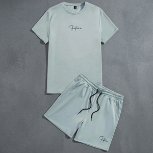 Ensemble de shorts pour hommes en coton 100% tricoté, de haute qualité, personnalisé en usine, séchage rapide, décontracté, 2 pièces, avec logo, couleur et design personnalisés - Product Image 1