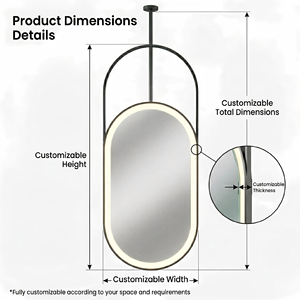 Kingstin กระจก LED แขวนเพดานอัจฉริยะ ทรงรี ห้องน้ำ บลูทูธ เซ็นเซอร์กันฝ้า - Product Image 4