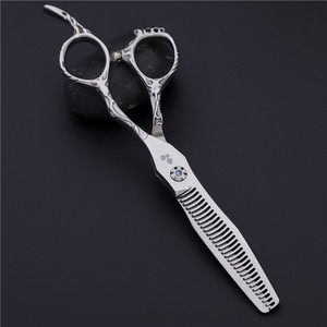 Tijeras de peluquería Dragon Handle de acero inoxidable 440C, tijeras de entresacar, tijeras planas, tijeras de mango largo, herramientas profesionales de barbería - Product Image 3