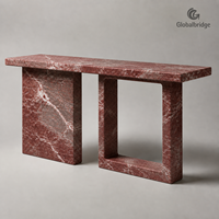 Table console contemporaine de luxe léger en marbre rouge multicolore sur mesure pour projets hôteliers et de villas