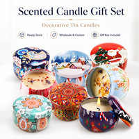 Coffret cadeau écologique pour la Saint-Valentin et Noël, bougies en cire de soja dans une boîte en fer, résistantes au vent, semi-artisanales, plusieurs senteurs