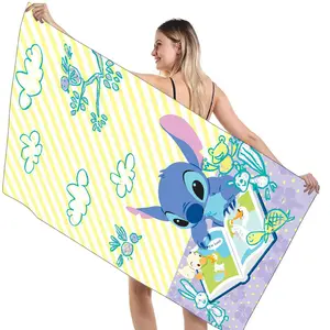 منشفة للشاطئ صيفية من الألياف الدقيقة من Stitch شال للشاطئ للسباحة منشفة استحمام قماشية