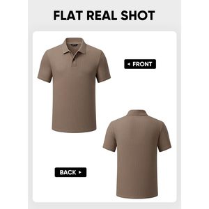 Custom Men's Summer Casual Short Sleeve Waffle for Polo <b>Shirts</b> Button up <b>Henley</b> in Solid Colors Embroidered Striped Pattern Dark - Product Image 2