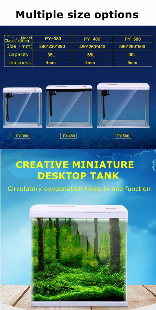 90L Office Bar Counter Aquarium Fish Tank Glass Custom Betta Decoration