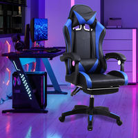 Chaise de bureau gamer de haute qualité, chaise de bureau à dossier haut avec repose-pieds, chaise de jeu ergonomique