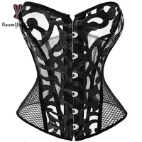 Corset gothique grande taille en dentelle et résille, bustier ajouré, body lingerie sexy transparent pour femme