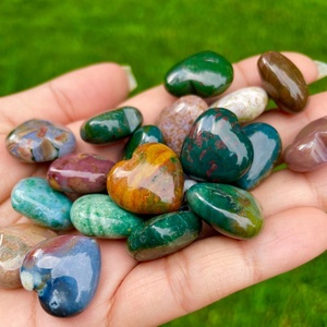 Cristal de Jaspe Oceánico Natural de Alta Calidad, Colorido, Tallado en Forma de Corazón, Pulido, para Sanación con Feng Shui, Venta al Por Mayor - Product Image 1
