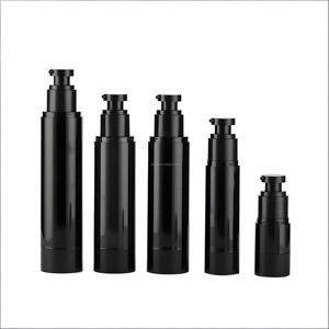 Flacone Airless in PET Nero Opaco da 15ml con Logo Personalizzato, Cilindrico, Riutilizzabile, Serigrafato, per Lozioni, Sieri, Prodotti per la Cura della Pelle, con Pompa per Shampoo - Product Image 4