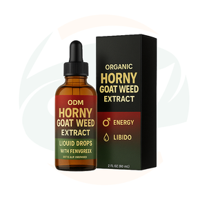 สารสกัดน้ำหยดสมุนไพรฮอร์นี่โกทวีด สูตรผสมสำหรับผู้ใหญ่ ผลิตภัณฑ์เสริมอาหาร OEM แบรนด์ส่วนตัว ผสมอัชวกันดา มาคา และเฟนูกรีก เพื่อการจัดการพลังงาน - Product Image 2