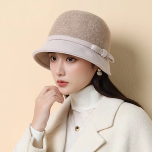 Élégant chapeau <span class=keywords><strong>de</strong></span> pêcheur vintage pour chapeau seau en laine avec nœud papillon pour l'automne et l'hiver - Product Image 2