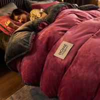 Parure de lit 4 pièces en molleton antistatique, draps épais et douillets, housse de couette tissée, taies d'oreiller pour la maison et l'hôtel