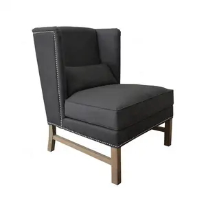 HL201 Hamptons keten döşeme Wingback klasik tasarım eğlence koltuk katı ahşap oturma odası mobilya şezlong