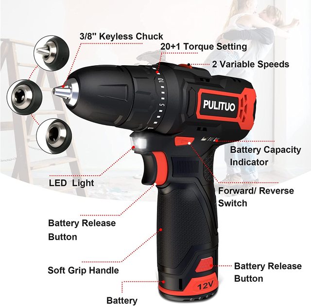 20v Brushless Lithium-ion Hand Drill Original Lithium Battery Hardware Power Drills Cordless Power Drill