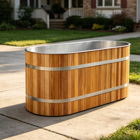 Bain de glace ovale en bois de cèdre moderne haut de gamme avec refroidisseur intelligent pour spa, club de bien-être et villa