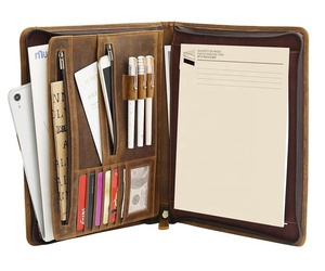 A4 PU Dây Kéo da đầy đủ Hạt Da chất kết dính kinh doanh tiếp tục thẻ thư mục tập tin tùy chỉnh da trình bày danh mục đầu tư - Product Image 1