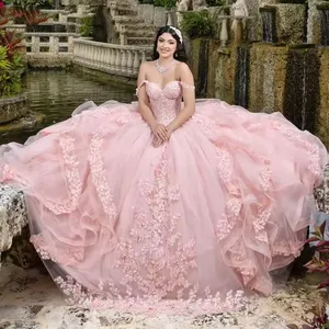 <span class=keywords><strong>Abiti</strong></span> da Quinceañera Personalizzati Blu <span class=keywords><strong>in</strong></span> <span class=keywords><strong>Tulle</strong></span> con Spalle Scoperte e Fiocco, Vestito Lungo da Ballo per Festa dei 15 o 16 Anni - Product Image 5
