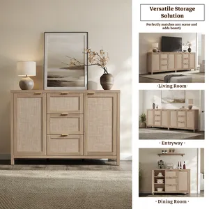 Buffet en rotin à <span class=keywords><strong>2</strong></span> <span class=keywords><strong>portes</strong></span> et 3 tiroirs de 51,57 pouces - Product Image 5
