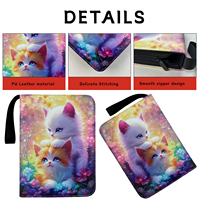 Vente en gros d'albums pour cartes à collectionner, 400 cartes, reliure en cuir PU, 4 pochettes, 3 anneaux, fermeture éclair, pour collection TCG
