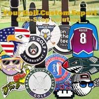 Etiqueta metálica para bolsa de golf, etiqueta personalizada de cuero para bolsa de golf, soporte metálico de cuero personalizado para tee de golf