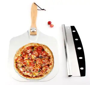 Produsen menyediakan sekop pizza aluminium lipat baja tahan karat/kulit Pizza
