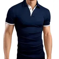 Camisa de algodão casual personalizada, camisa masculina de algodão com mangas curtas, gola redonda, estampa bordada, design de logotipo