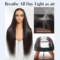 Perruque Lace Closure HD 5x5 Cheveux Humains Lisses 32 Pouces Densité 200 Pré-épilée Pré-coupée avec Cordon de Serrage pour Débutantes Cheveux de Bébé Prête à Porter