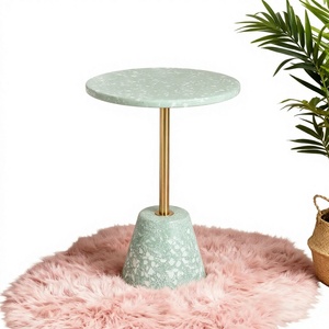 Table basse de salon BEACON, style minimaliste moderne, luxe, en pierre terrazzo vintage, métal, extensible, avec rangement - Product Image 4