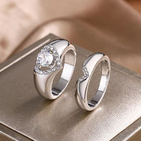 ZhuQian – Lot de 2 bagues plaquées or avec zircon, pour couple, mariage, élégant cadeau de bijoux