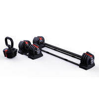 Poids libres Ensemble d'haltères réglables 3 en 1 avec bielle Barbell Poignées antidérapantes Kettlebell Barbell