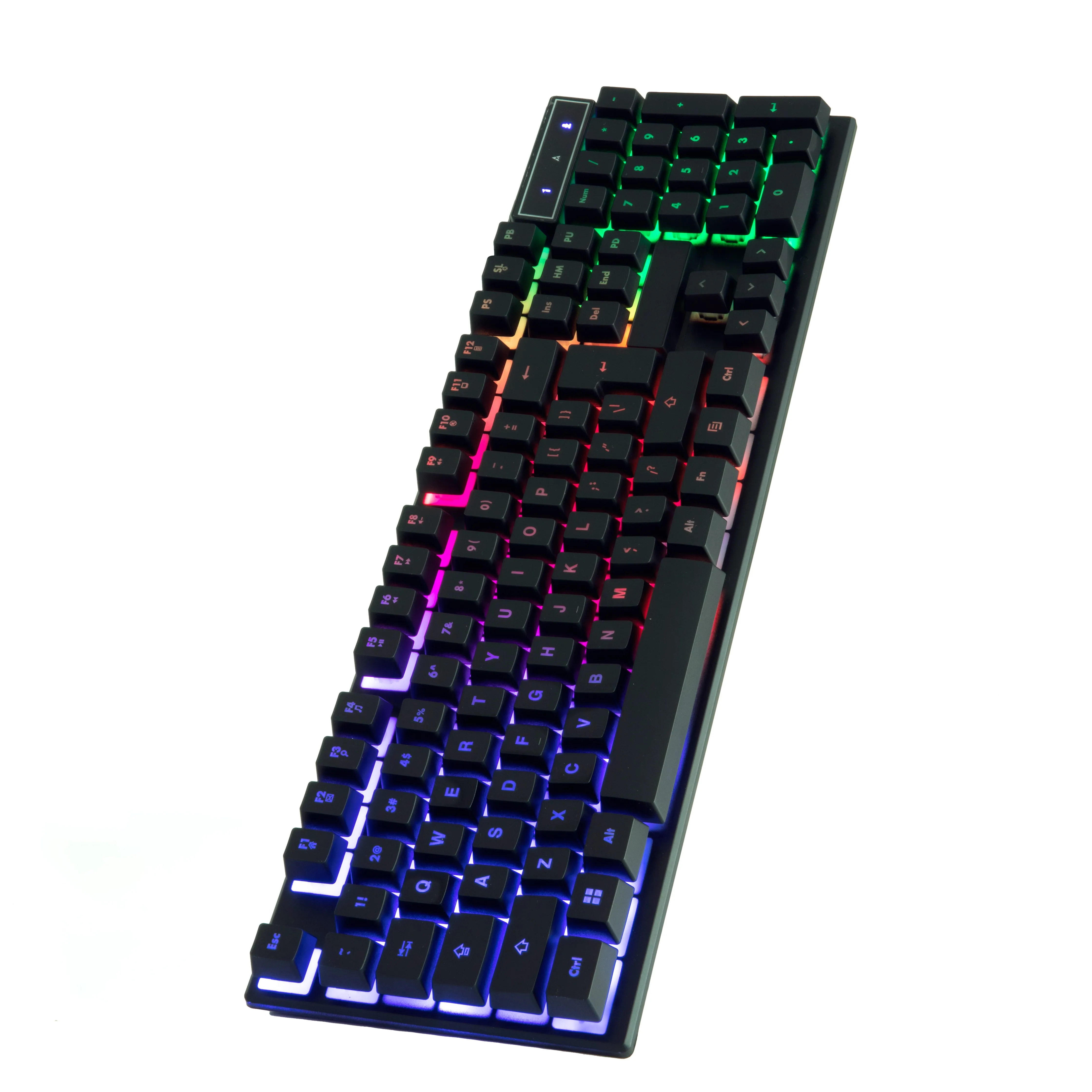 Keyboard Game Mekanikal terasa 104 tombol Pc, Keyboard komputer kantor Rgb berkabel Usb Keyboard lampu latar warna-warni