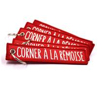 Vente en gros de chaînes kaychains tissées bon marché porte-clés avec logo personnalisé porte-clés brodé tissé avec écusson en tissu