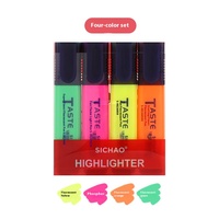 GF - Mini Marcador Fluorescente de 8 Colores, Punta Oblicua, para Tomar Notas, Colores Claros, Material de Oficina, Resaltador