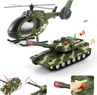 Grand camion militaire vert EPT 25.6 "semi-camion jouet avec hélicoptères et réservoir jouets de l'armée avec lumières et sons