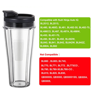 Pièces de rechange pour blender <span class=keywords><strong>Ninja</strong></span> SS101, kit de gobelets individuels fins de 24 oz avec couvercles à emporter et lame à 7 ailettes, compatible avec SS351 SS400 - Product Image 6