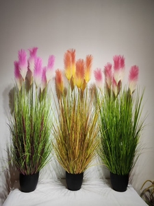 Offre Spéciale Décoration <span class=keywords><strong>Maison</strong></span> : Herbe d'Oignon Artificielle en Pot, Herbe de Roseau Artificielle Résistante aux UV et Ignifuge, Plantes Artificielles - Product Image 3