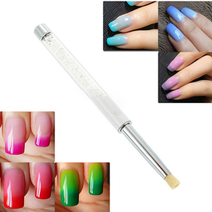 Pinceau à ongles en nylon à manche dégradé, poils plats et durs, virole sertie pour la décoration au gel - Product Image 6