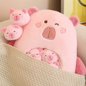 Adorable coussin anti-stress en peluche Capybara, jouet en peluche Capybara rose pour toute la famille, coffret cadeau pour bébé - Product Image 5