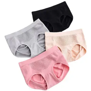Women's Seamless Cotton Underwear Ruffle Briefs Solid Color Stretch Underpants Breathable Intimates Lingerie Sexy Low Waist Lace