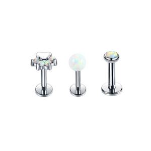 Bijou de piercing en titane F136 de qualité implant, avec gemme opale Paw Opal, pour labret, conque et cartilage, et clou d'oreille - Product Image 4