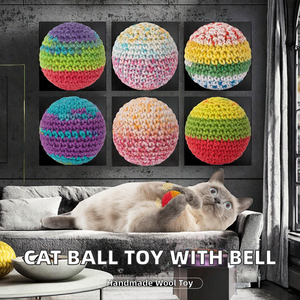 Juguete de Bola de Lana Tejida a Mano de Alta Calidad con Campana para Gatos, Interactivo, para Uso en Interiores, Juguetes para Masticar para Gatos y Gatitos, Entrega Rápida - Product Image 2