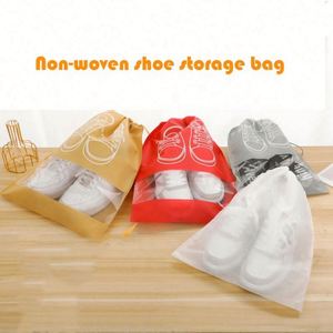 Sac de rangement pour chaussures en non-tissé transparent personnalisé avec cordon de serrage, sac anti-poussière tendance pour voyage - Product Image 2