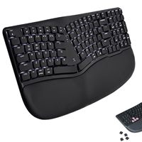 Clavier mécanique ergonomique sans fil OEM ODM haute performance BT 2.4G, clavier filaire divisé avec repose-poignets, interrupteurs roses, rétroéclairé