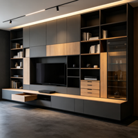 Meuble TV mural de luxe italien moderne avec grand rangement pour salon