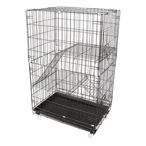 En istiflenebilir Pet köpek kedi kafesi kapalı 4 katmanlı taşınabilir Pet kafesleri kedi taşıyıcı kafes