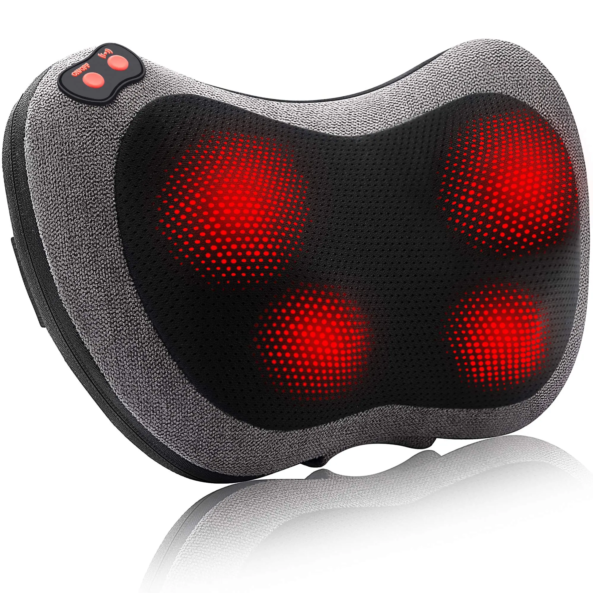 Home Shiatsu Head Shoulder Back Neck Massager Deep Tissue Kneading Electric Vibrator Infrared Soft Back Massage Pillow With Heat